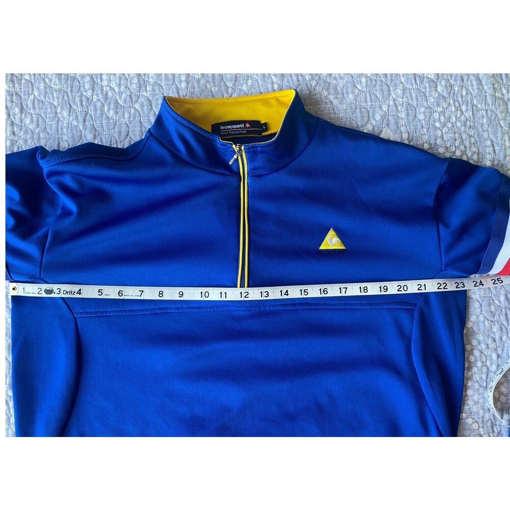 Le Coq Sportif Golf Men's Jacket Pullover 1/4 Zip Blue Yellow France Size Large - Picture 14 of 15